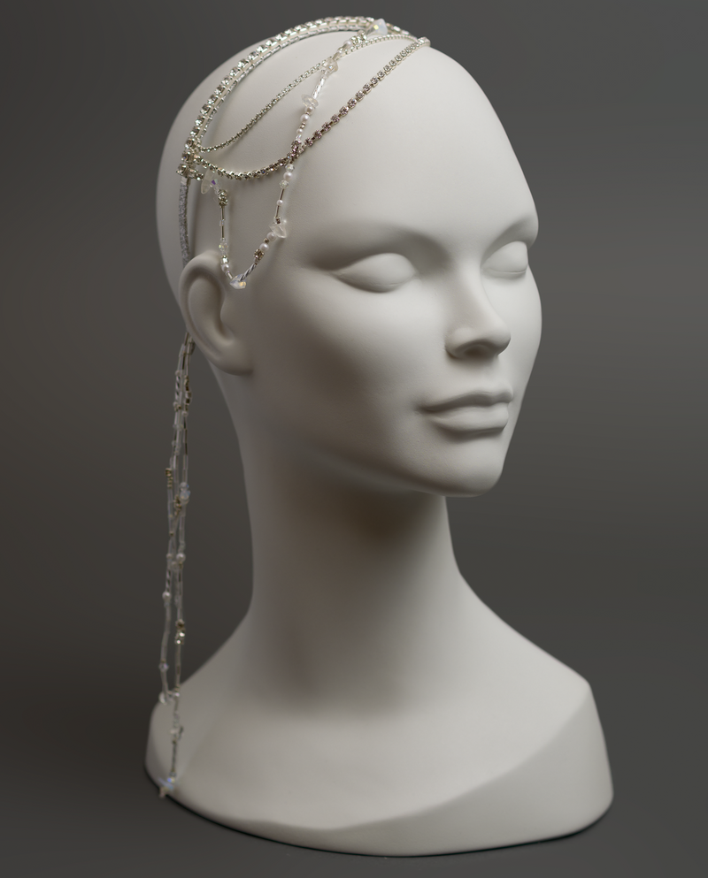 Sarah • Bridal Multiway Cascade Crystal Tassel Headband - Roxlynch.com