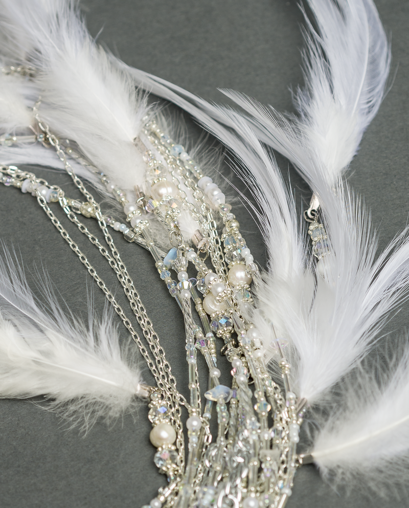 Ashley • Bridal Feathered Cascade Headdress