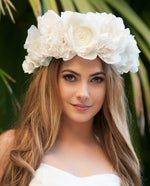 Milana • White Silk Flowered Statement CrownRoxlynch.com