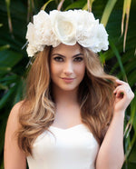 Milana • White Silk Flowered Statement Crown - Roxlynch.com