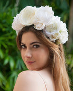 Milana • White Silk Flowered Statement Crown - Roxlynch.com