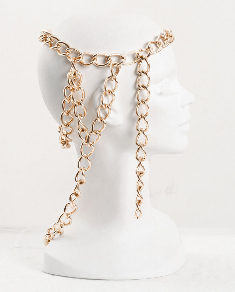 Artemis •  Multiway Gold Oversized Dangling Chain Headdress