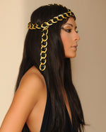 Cleopatra • Gold & Black Dangling Oversized Chain Headdress